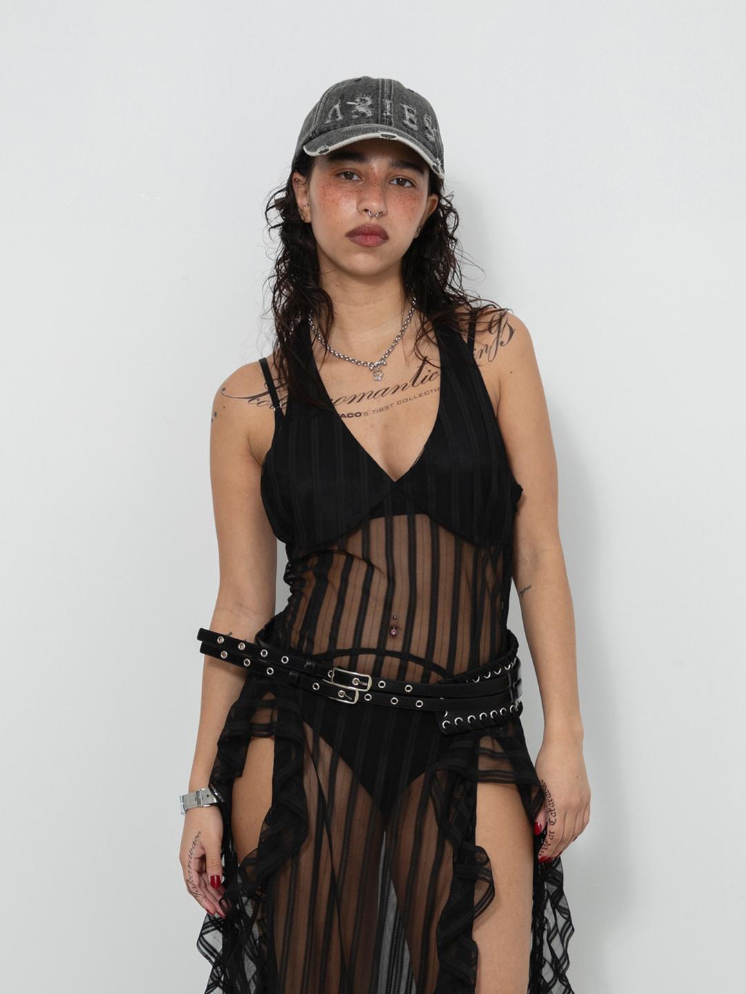 ​​Two ways string belt_Black