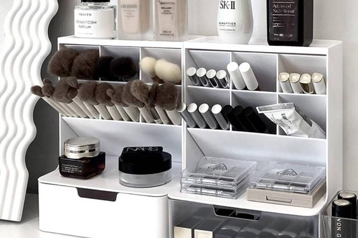 [5%쿠폰] 2colors 매트 화이트 다용도 화장품 정리함 화장대 수납 메이크업 브러쉬