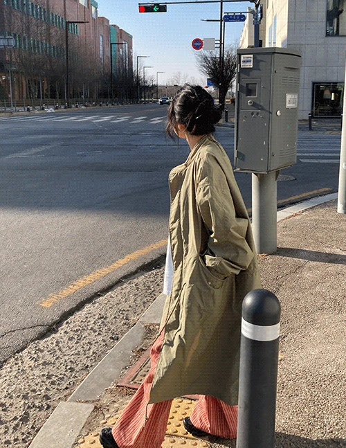 로우 롱 야상-카키