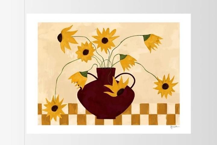 프랭키 펜윌 Sunflowers in Burgundy Vase
