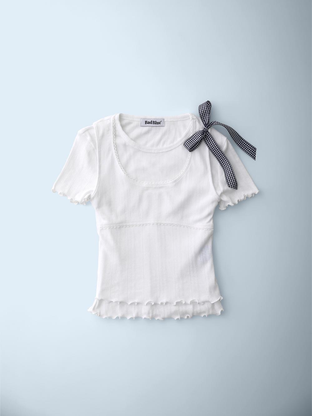[Setup] Ribbon Layerd Tee White
