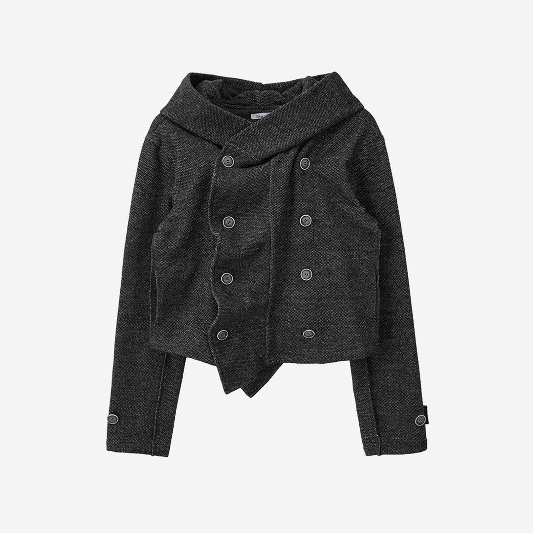 Tense Dance Button Hoodie Cardigan Charcoal