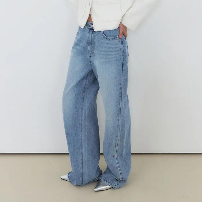 Stud Denim Pants, Blue