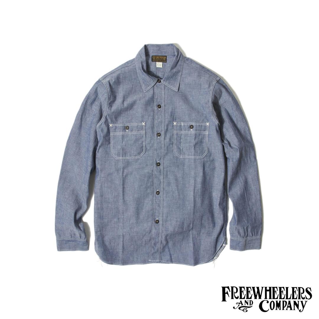 [UNION SPECIAL OVERALLS]  Work Shirt  \"NEAL\"  (Vintage Indigo Chambray) 5/3 Open