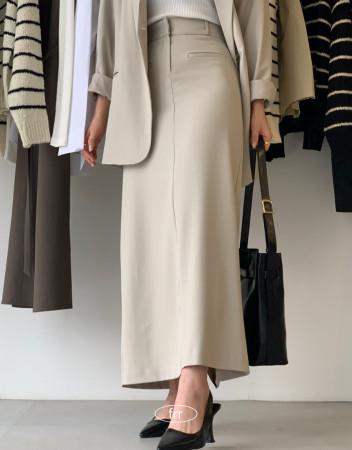 뒷트임 하이웨스트뒷밴딩 맥시롱스커트 (셋업가능)