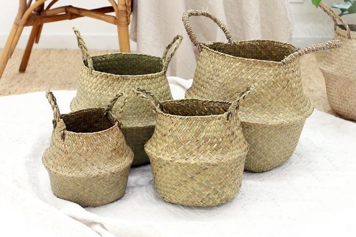 왕골 수납 정리 인테리어 라탄바구니 해초바구니 4종