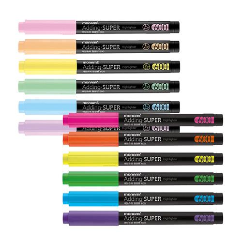 모나미 에딩슈퍼600 형광펜 낱색 형광 파스텔