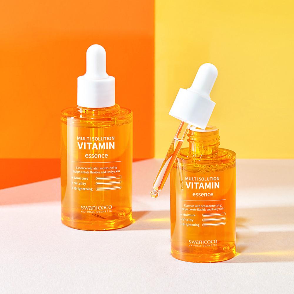 [수분빛광채] 스와니코코 비타민 에센스 70ml +(증정) 연꽃팩 1매 / 비타민나무열매추출물82% / 피부결개선 / 미백, 주름개선 기능성 에센스 / 3중 히알루론산
