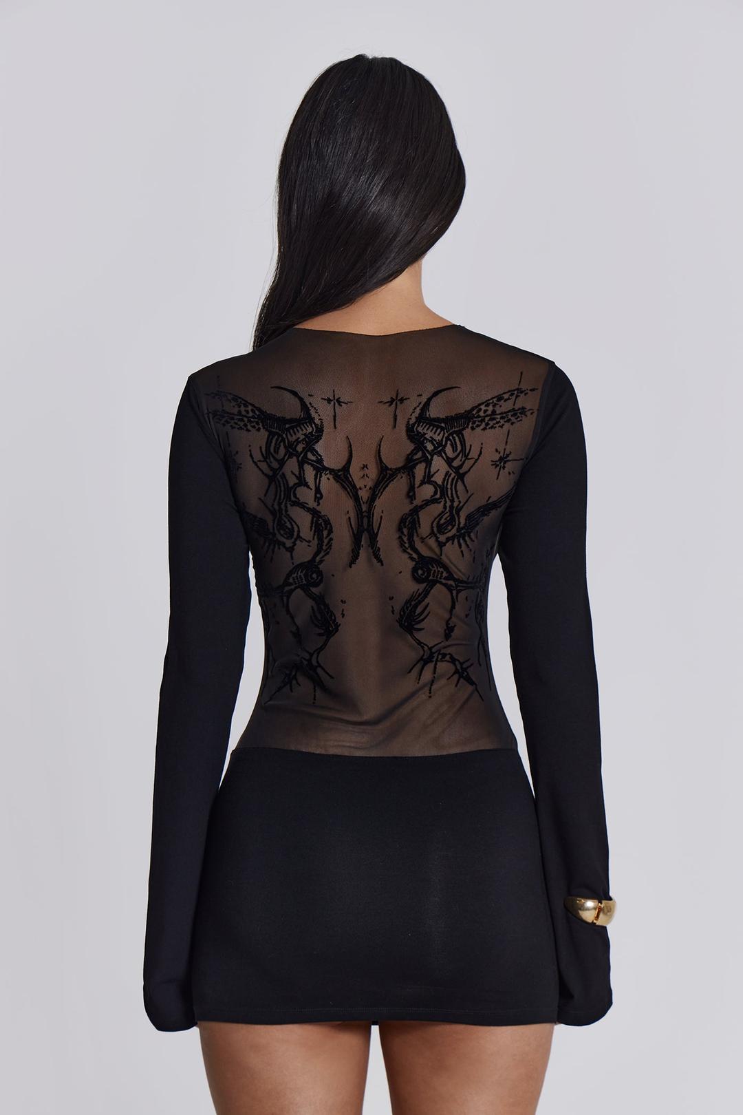 Black Wings Mesh Dress - UK 4 / Black