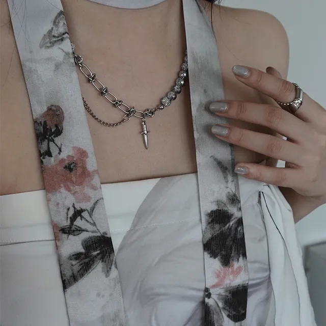 ink painting scarf | 오리엔탈 수묵화 타이 스카프