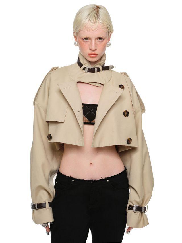 1JINN STUDIO Double-breasted Short Trench Coat