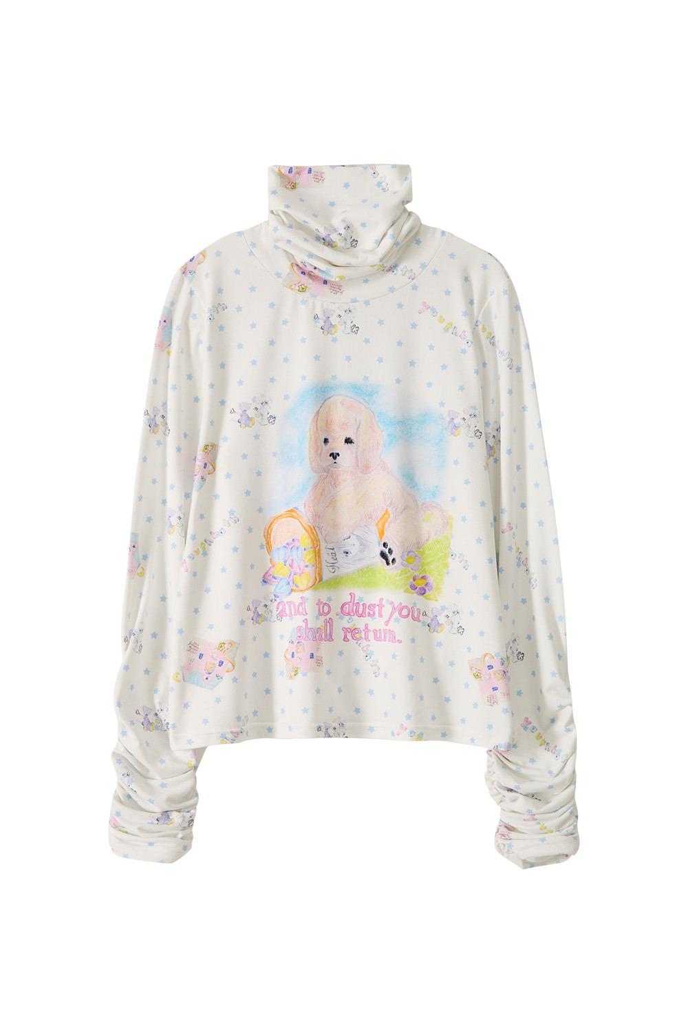 High Neck Shirring Tee_Dog White  [예약 배송 12월04일 순차 발송]