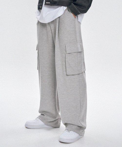 원턱 카고 스웨트 팬츠 [그레이]
