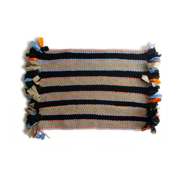 #BROWN RECYCLED FABRIC FOOT MAT - HAND CRAFTED