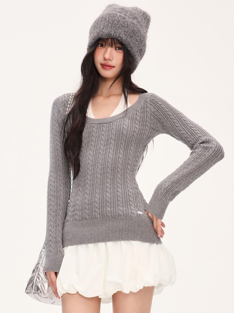 Weekendhub Soft Cable Knit Top