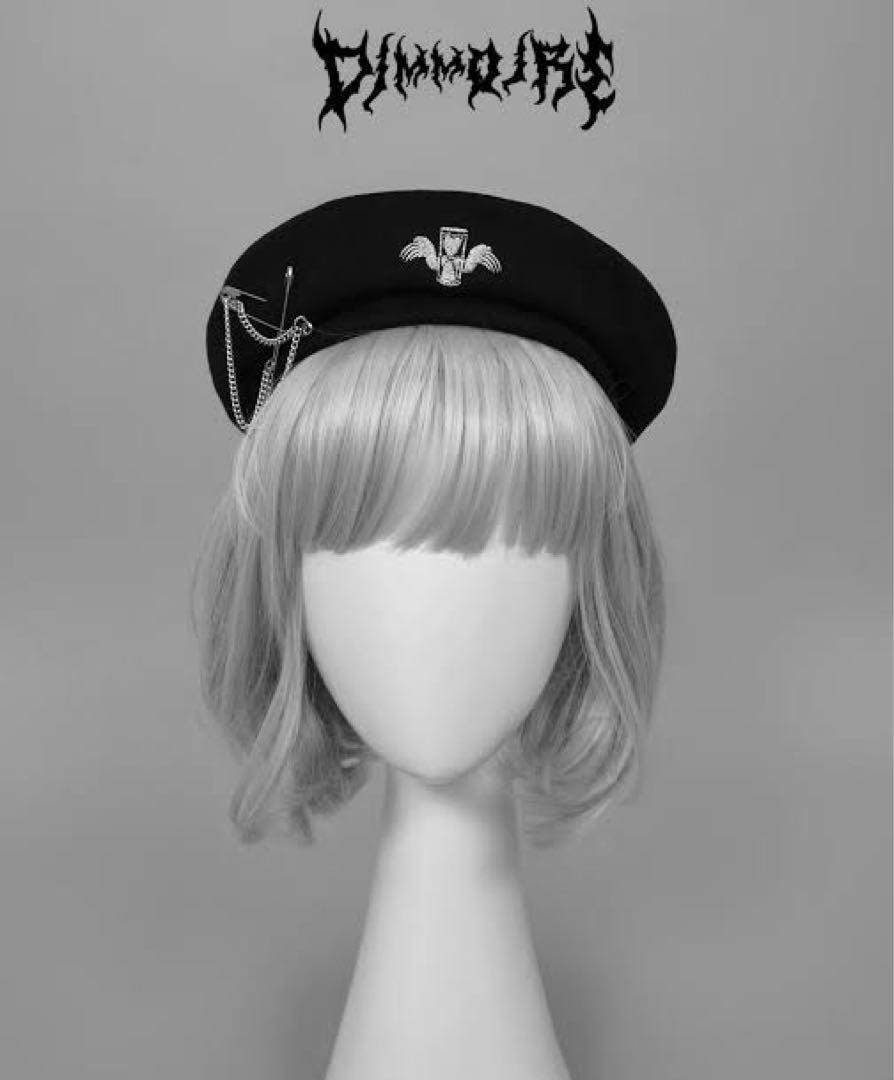 DimMoire ディムモアール　ロゴ刺繍スウェードベレー帽　ブラック
