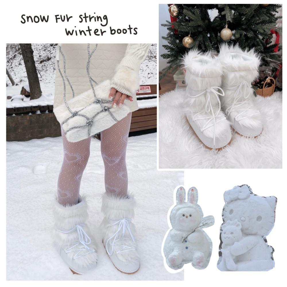 Snow fur srting string winter boots (1color)