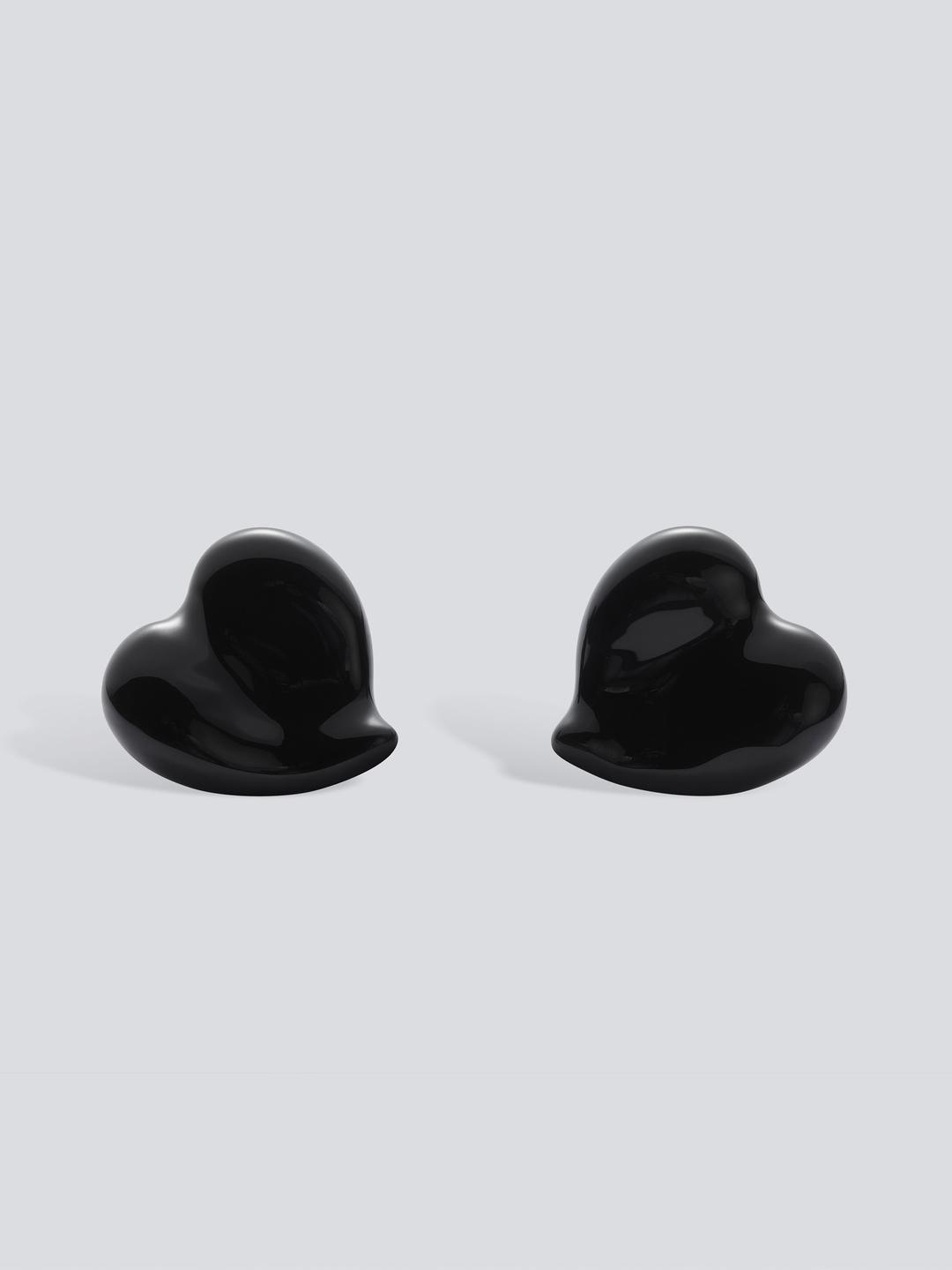 Black Enamel Heart Earrings