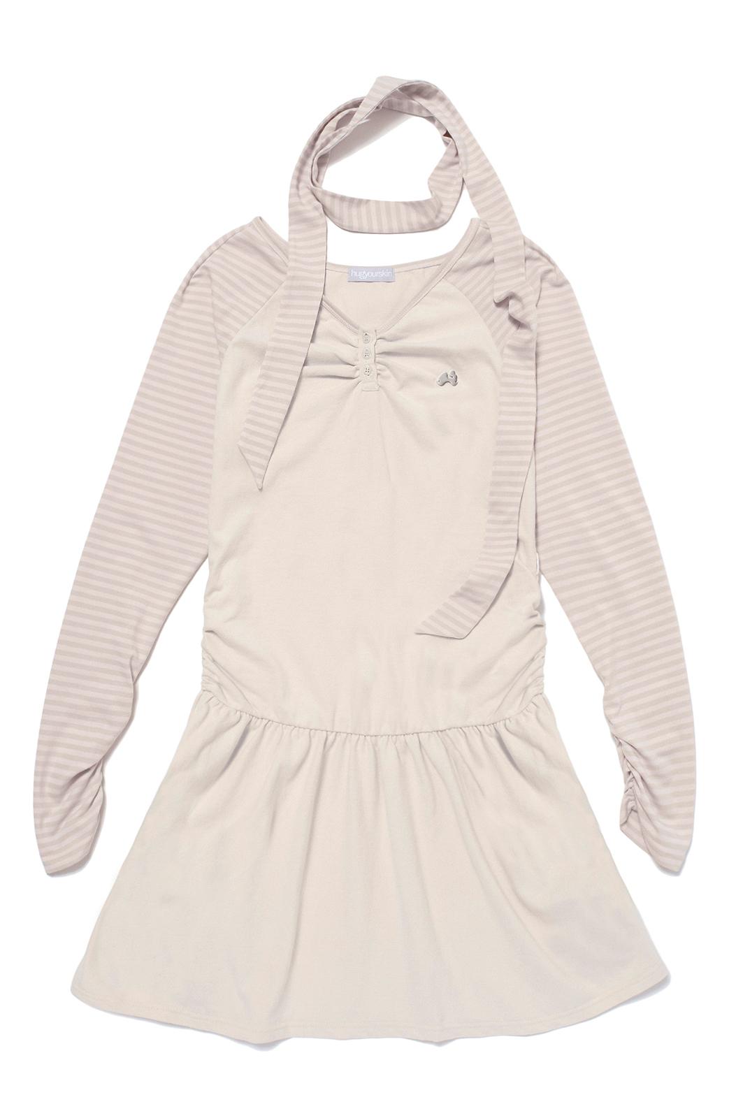 Stripe henry neck dress (Vanila)