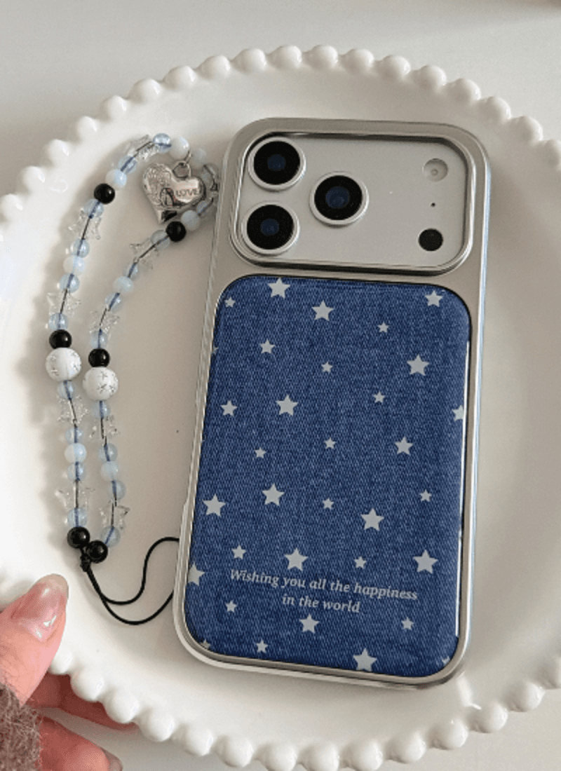 [배송비0원] 별 데님 에폭시 실버 아이폰케이스