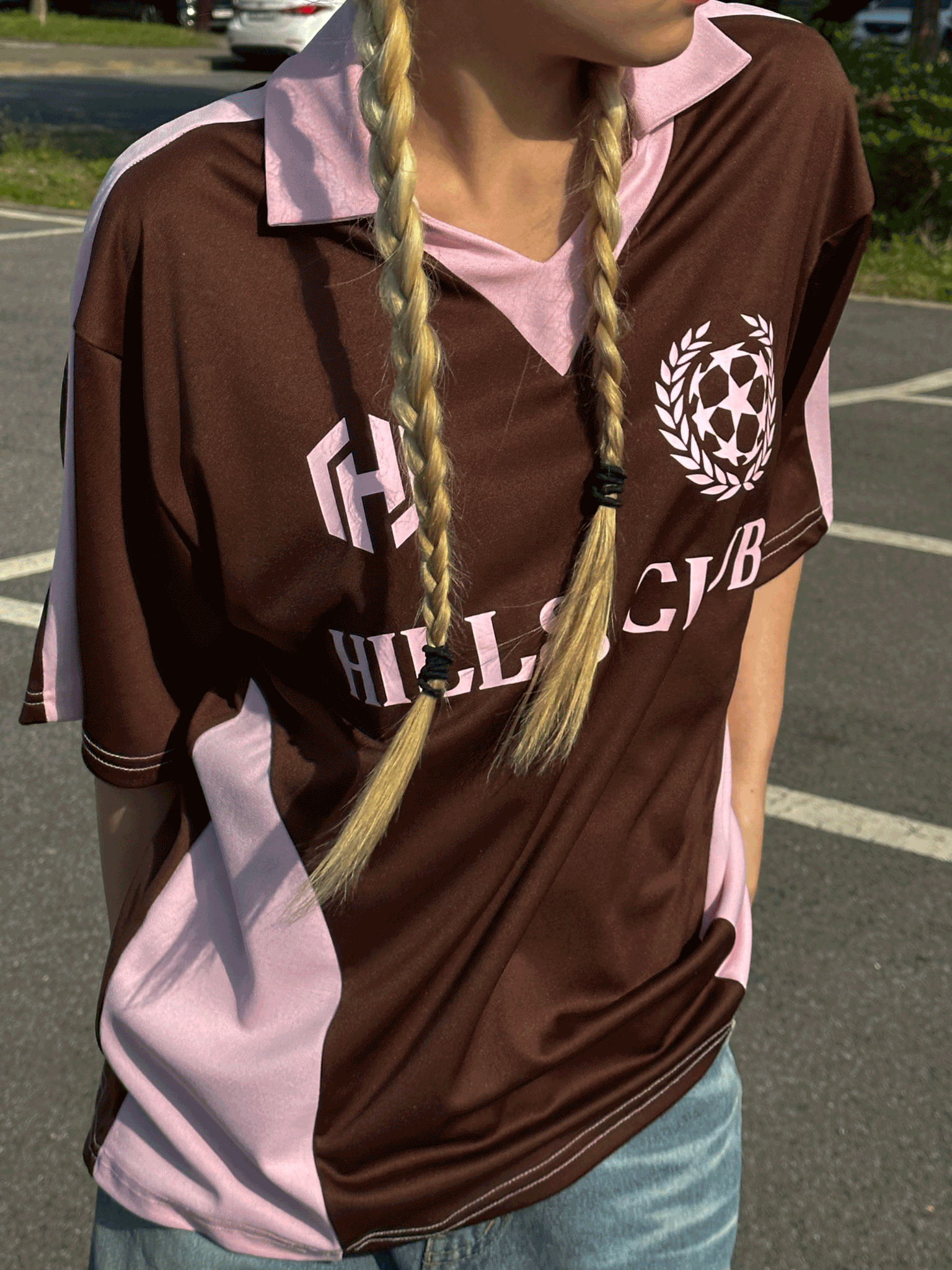 배색 풋볼 유니폼 오버핏 티