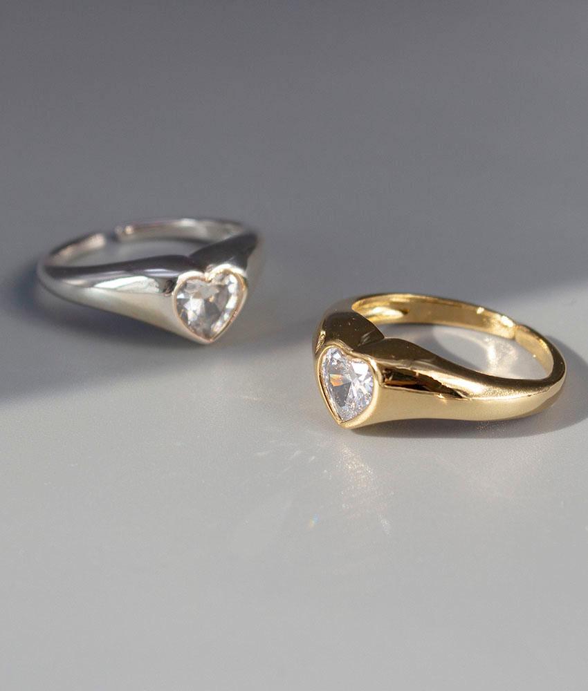 (실버925) 브렌 하트 큐빅 콕 오픈 반지 은반지