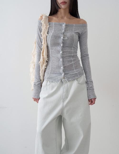 off lace slit cardigan