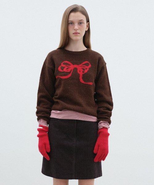 RIBBON JACQUARD KNIT - BROWN