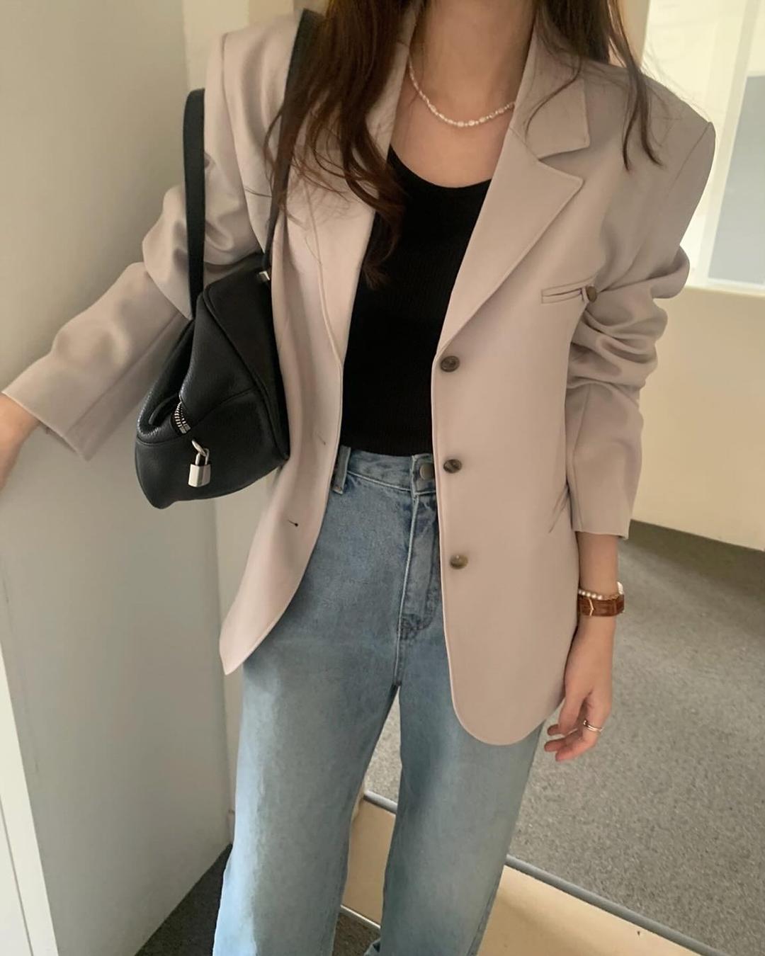 클로젯스토리지 [🤍오버핏자켓] 프리티영띵 버블 버튼 싱글 자켓 2color