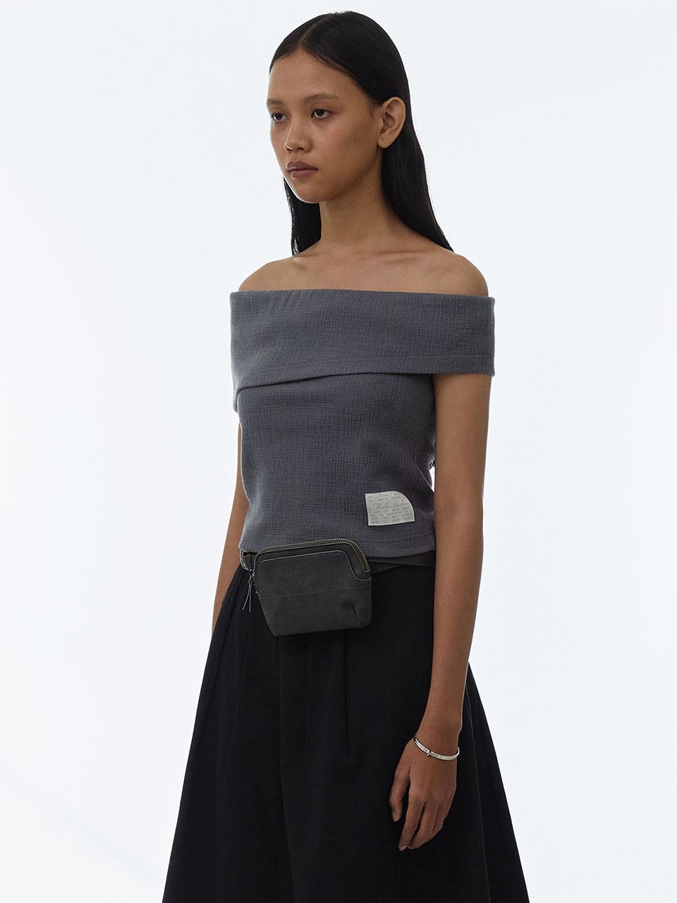 Jacquard Off Shoulder Top [Blue Berry]