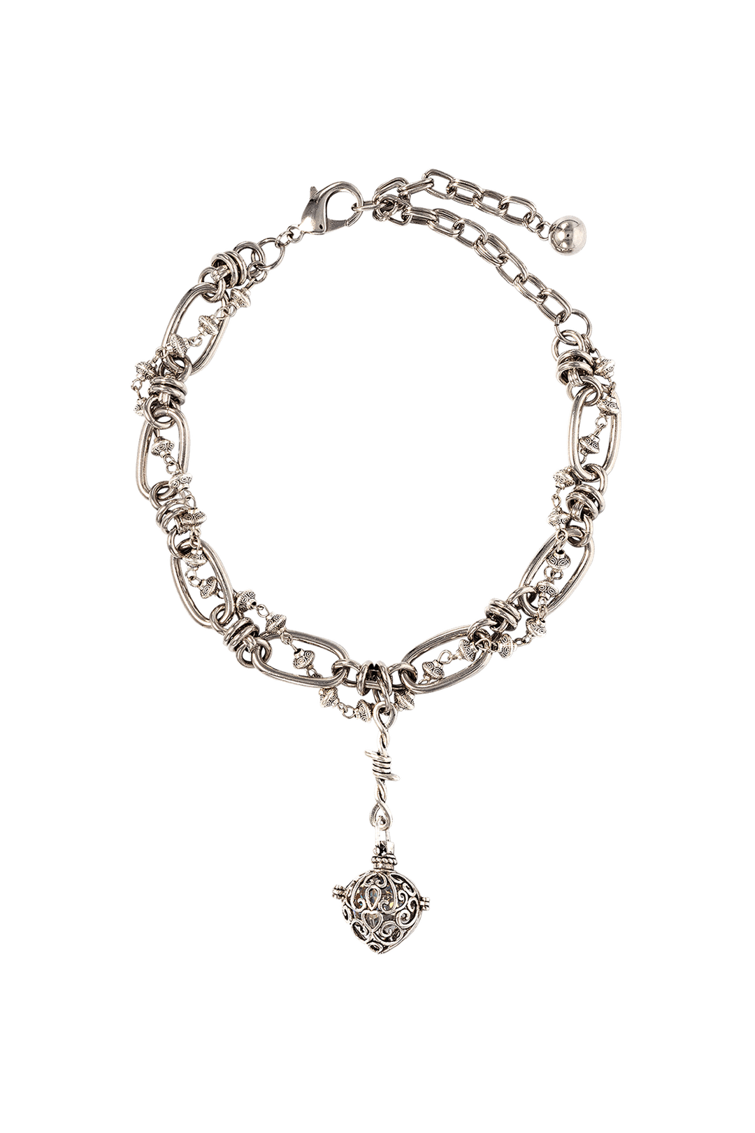 SIREN CRYSTAL LOCKET NECKLACE - Tibetan Silver