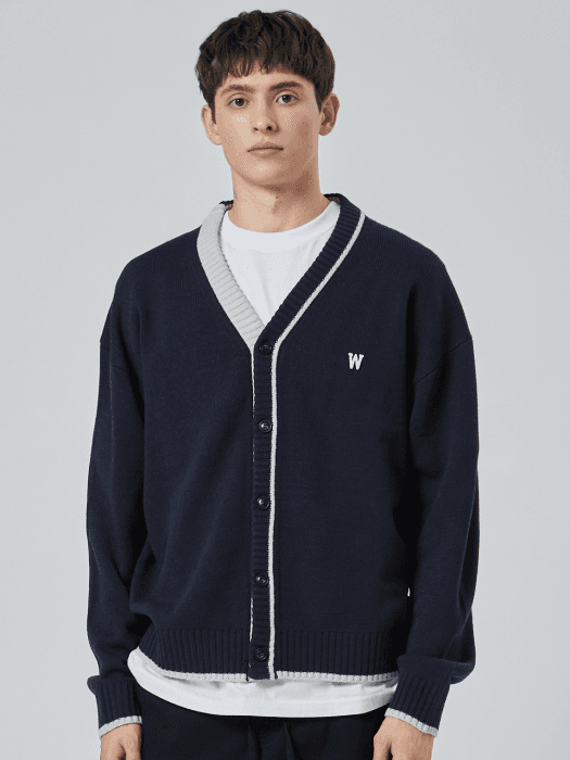 컬러팁 브이넥 가디건 [2 COLOR]