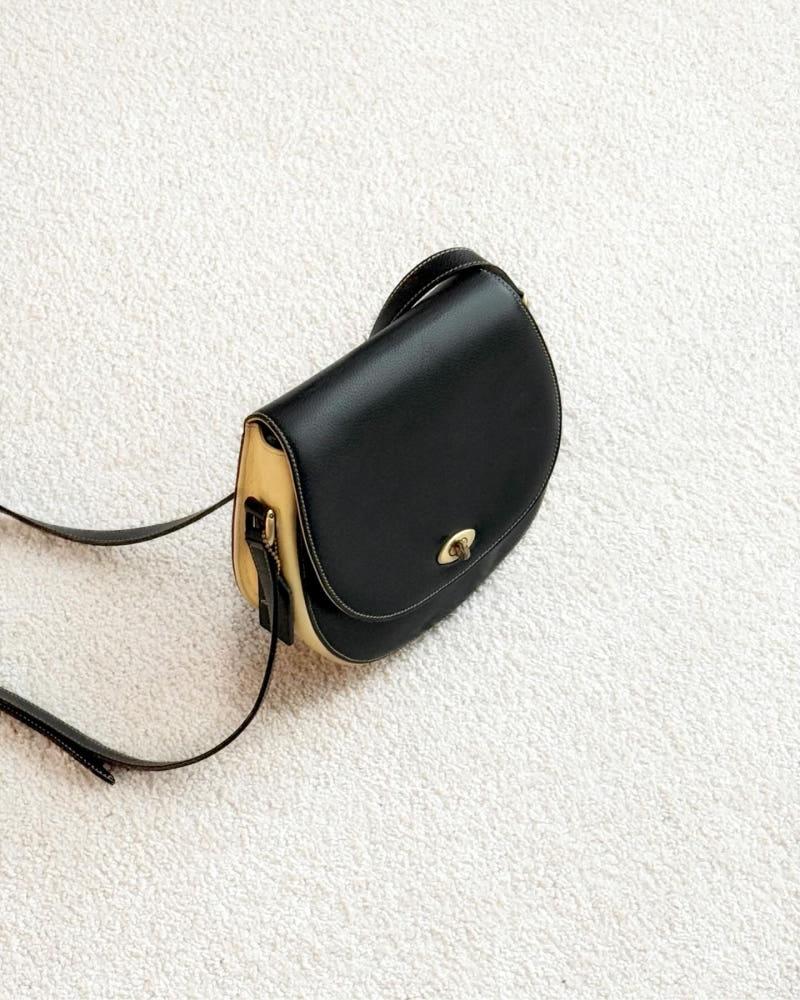 (1994) butter & black leather bag COACH