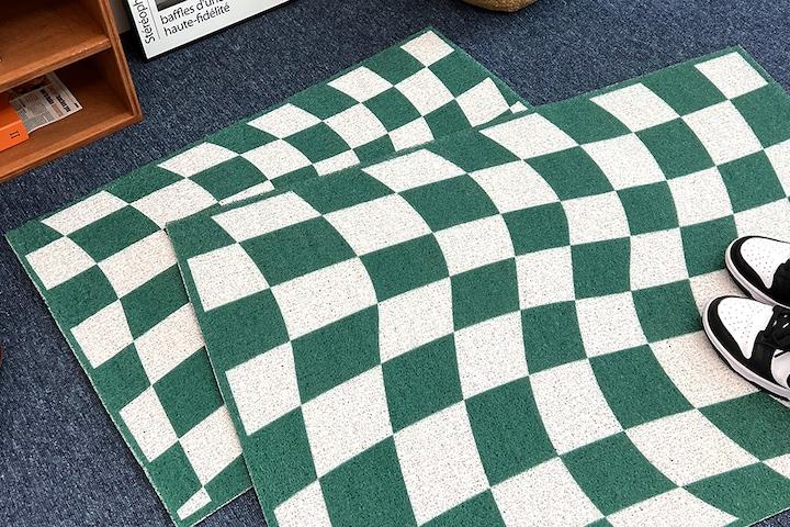 코일 현관 발매트 PVC매트 / 15.그린 체크 3size