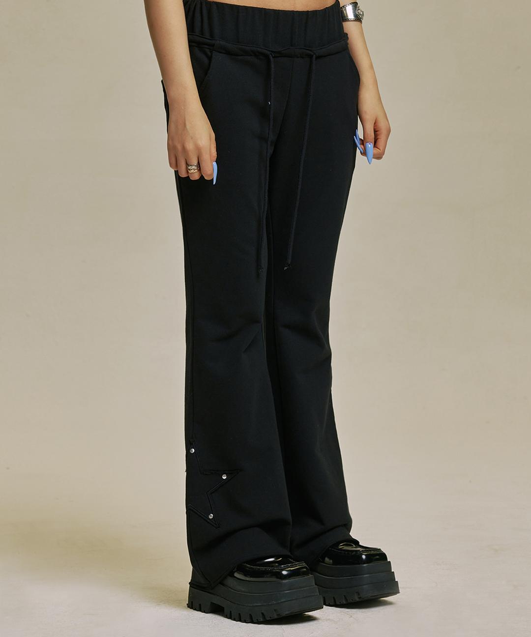 STAR PATCHED BOOTCUT SWEATPANTS_BK