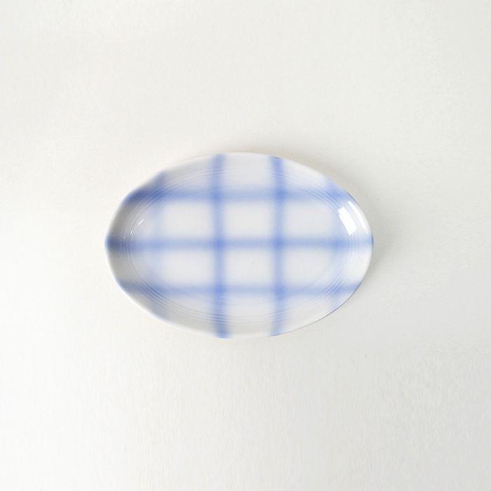 Grid Dessert Plate / Blue