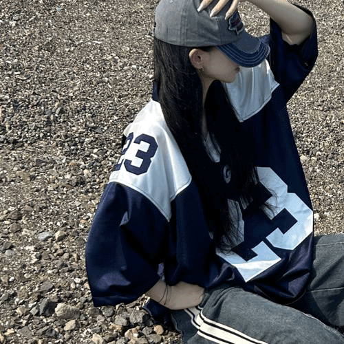 아워웨이브룸 넘버링 23 시그니처 매쉬 럭비 반팔티 2col