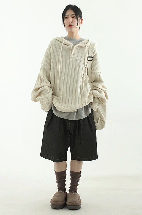 oversize hand warmer golgi knit hoody (unisex)