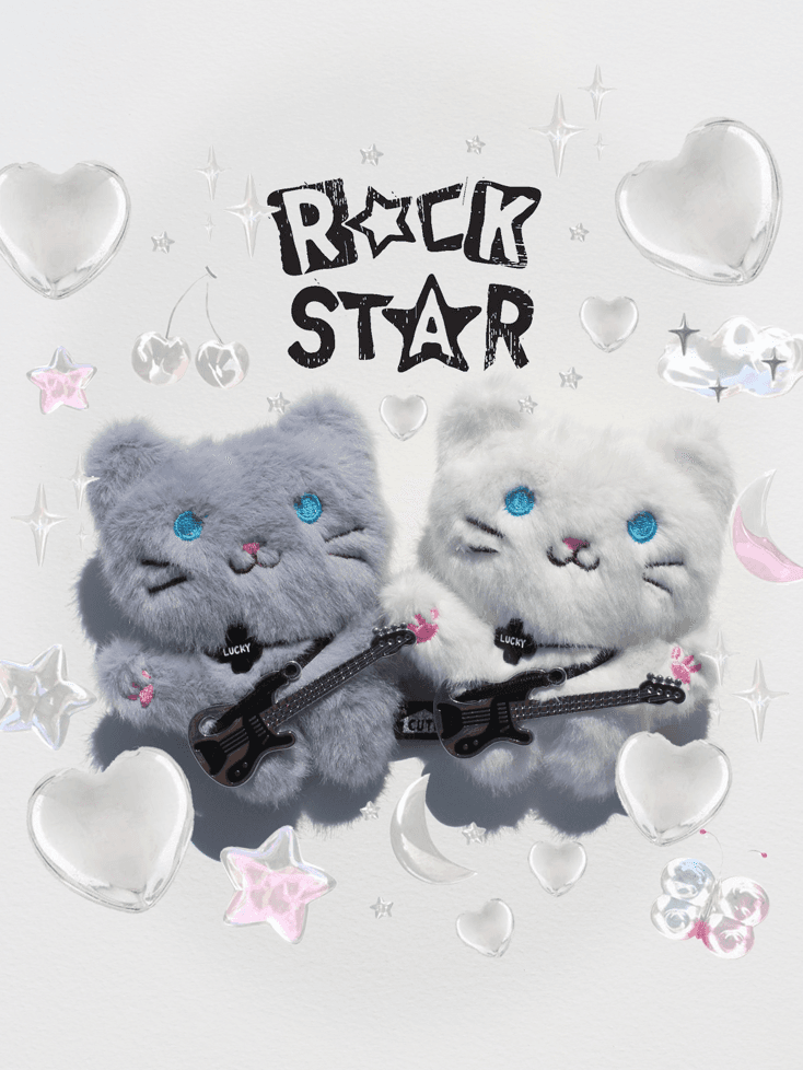 락밴드 고양이 인형 키링