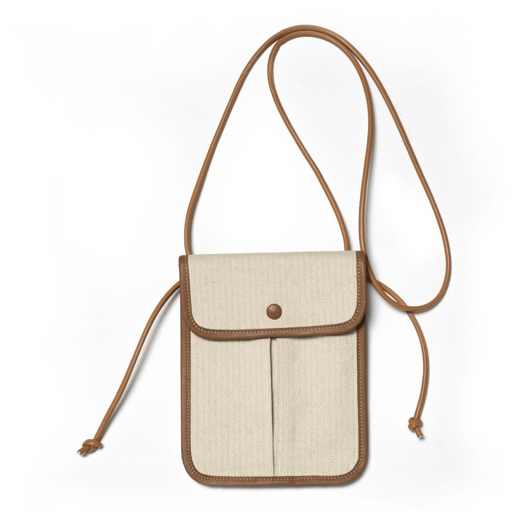 AP011 크로스 미니백 베이지 헤링본 캔버스