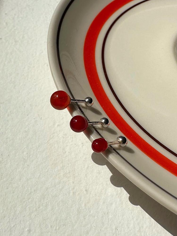 [실버925] 레드 오닉스 피어싱 (3size)