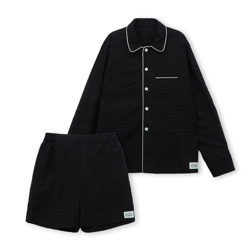 Moss Seersucker Pajama Setup, Warm Black