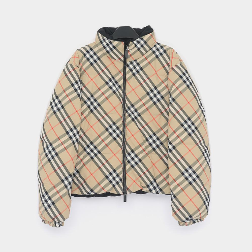 버버리 24FW 빈티지체크 리버시블 기사로고 크롭 여성 패딩 8096129