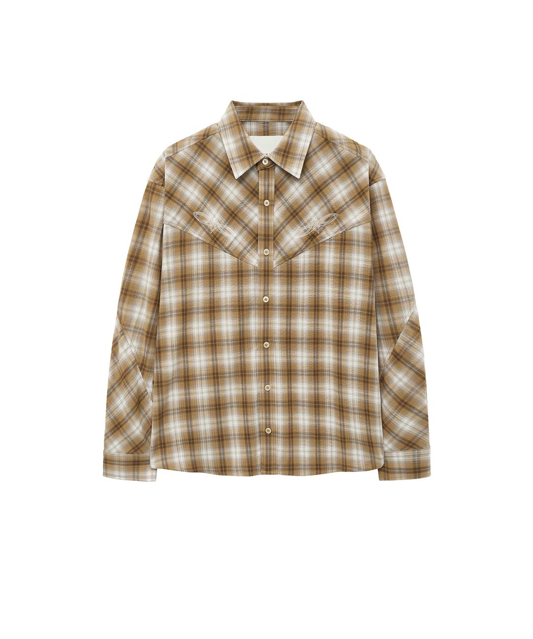 Embroidered Plaid Shirt (Beige)