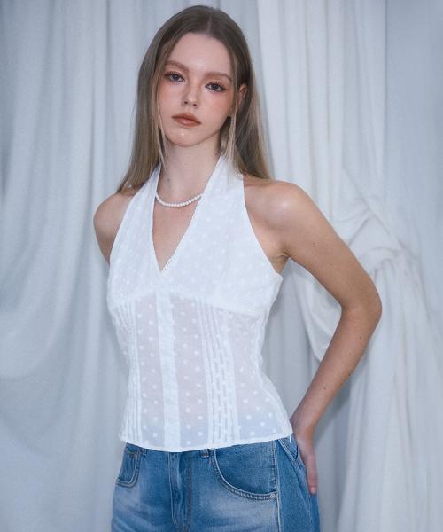 Flower Halter Blouse [White]
