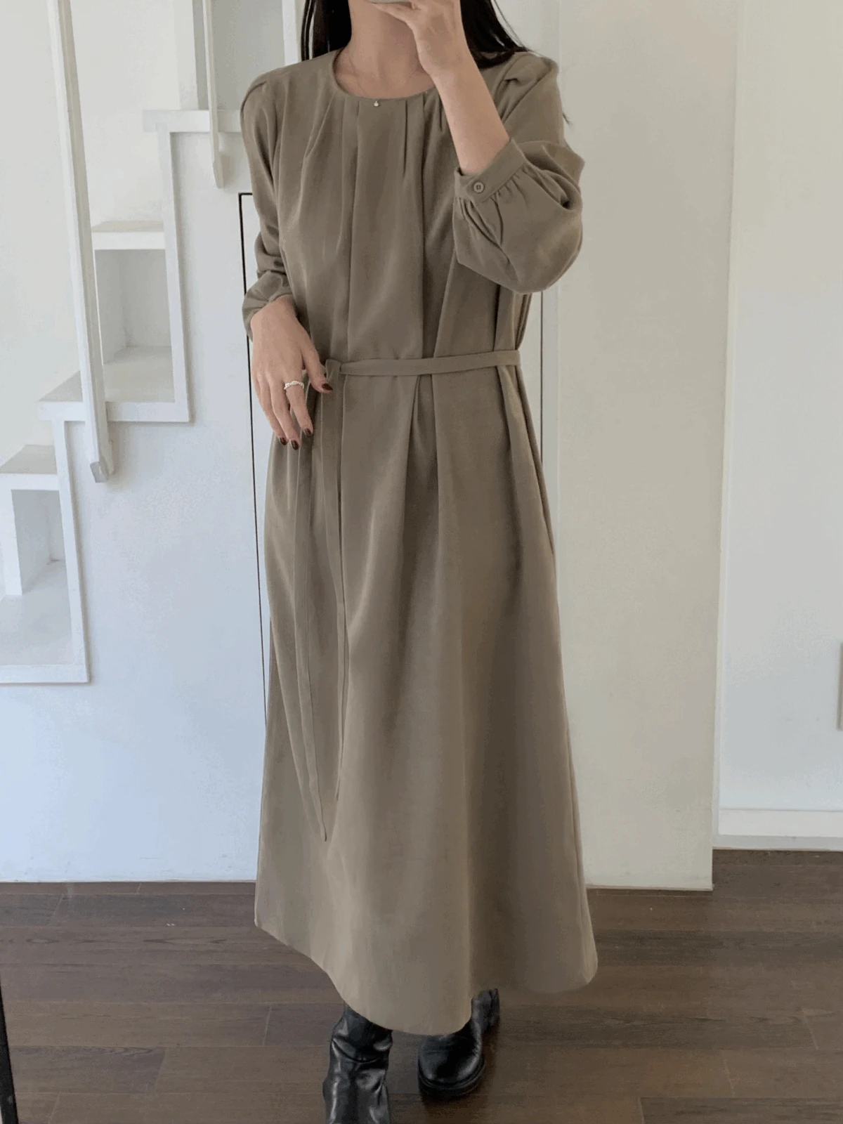 디어 웜 핀턱 원피스 (2 colors)