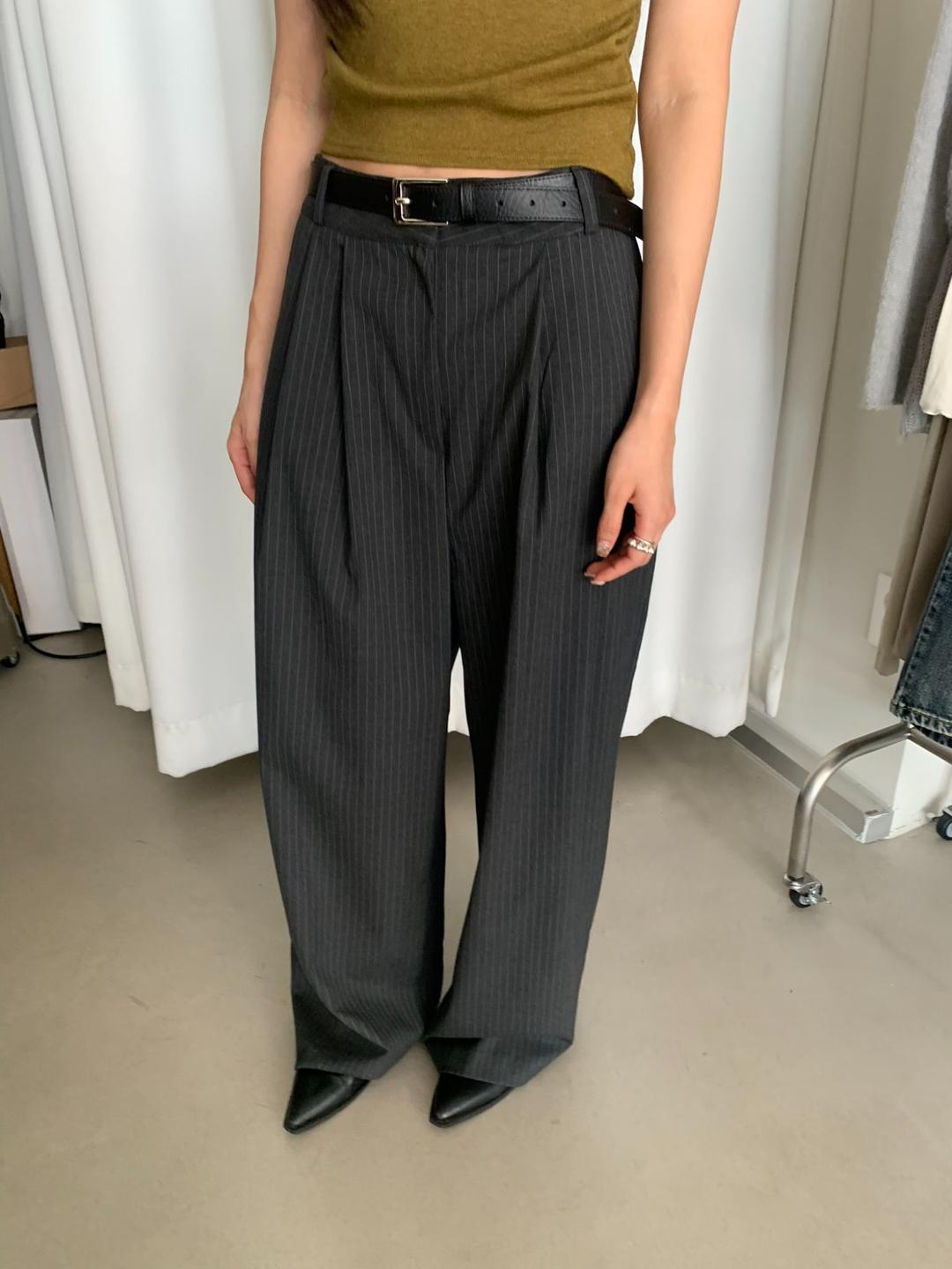 스트라이프 와이드 슬랙스