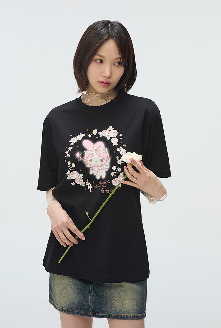 [마이멜로디] 50주년 반팔 티셔츠(BLACK)_SPRLF26U01