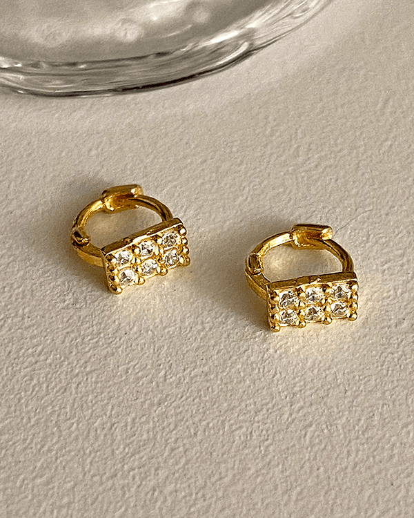 [무배] 실버925 스퀘어 사각 큐빅 원터치 미니 링귀걸이