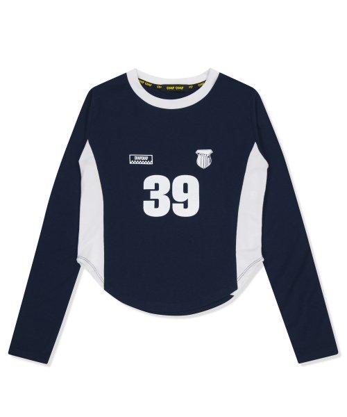 Chap 39 crop long sleeve Tee (Navy)